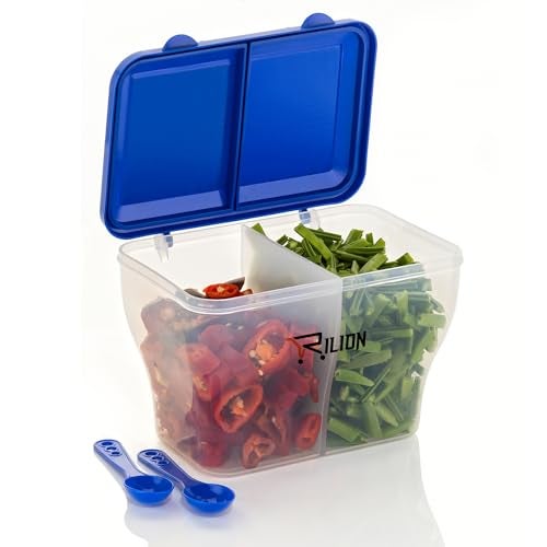 RILION Multipurpose Plastic 2 In 1 Fridge Storage Boxes Containers Masala Box for Kitchen, for Kitchen, Transparent Storage Containers Airtight Grocery, Cereal, Dry Fruits Dabba 1900 ML with 2 Spoons - Image 2