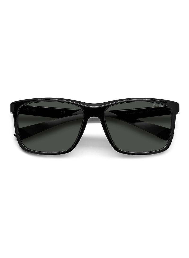 Polaroid Men's Polarized Rectangular Shape  Sunglasses Pld 7043/S Grey 44 - Lens Size: 44.1 Mm - Blackgrey - Image 4