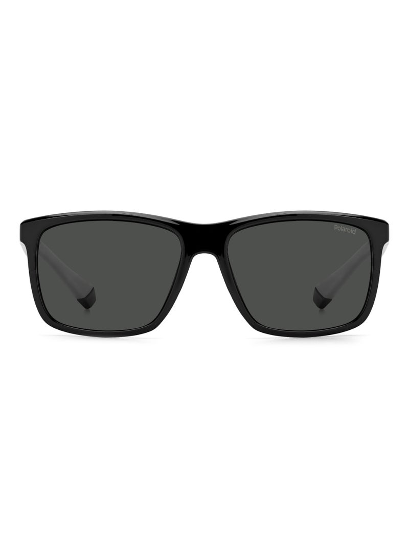 Polaroid Men's Polarized Rectangular Shape  Sunglasses Pld 7043/S Grey 44 - Lens Size: 44.1 Mm - Blackgrey - Image 3