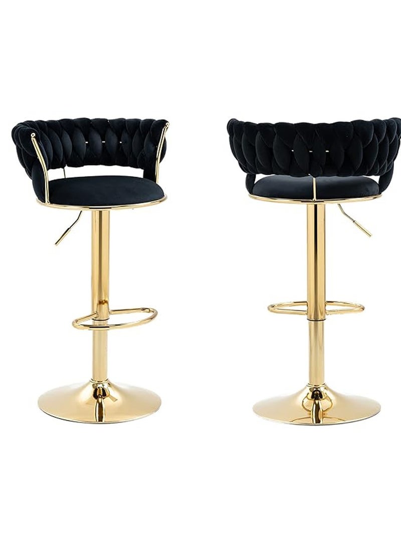 DubaiGallery Luxury bar Stool,Modern Round Adjustable Reception Chair, Gold Velvet Bar Chair, Kitchen high Dining Chair , Height Adjustable and 360° Swivel. Suitable for bar, Home, offce, Cafe - Image 4