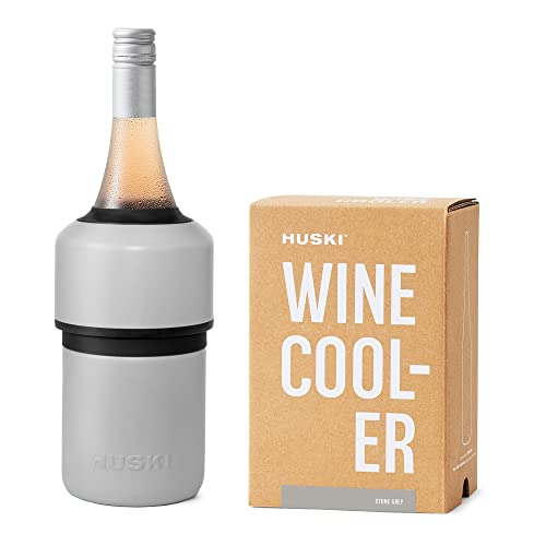 Huski Wine Chiller | Iceless Design | Keeps Cold up to 6 Hours | Wine Accessory | Next Generation Ice Bucket | Fits Some Champagne | for Wine Lover (Stone Grey) - Image 1