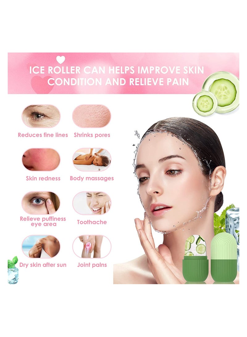 نيوفانتي NNEWVANTE بكرة الثلج للوجه، بكرة الثلج لتدليك الوجه والجمال، بكرة الثلج المكعب المتوهج للوجه، أدوات العناية بالبشرة لتخفيف تجاعيد العينين وحب الشباب والانتفاخ (أخضر)... - Image 2