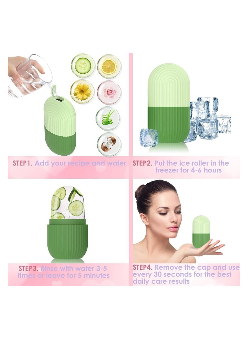 نيوفانتي NNEWVANTE بكرة الثلج للوجه، بكرة الثلج لتدليك الوجه والجمال، بكرة الثلج المكعب المتوهج للوجه، أدوات العناية بالبشرة لتخفيف تجاعيد العينين وحب الشباب والانتفاخ (أخضر)... - Image 3