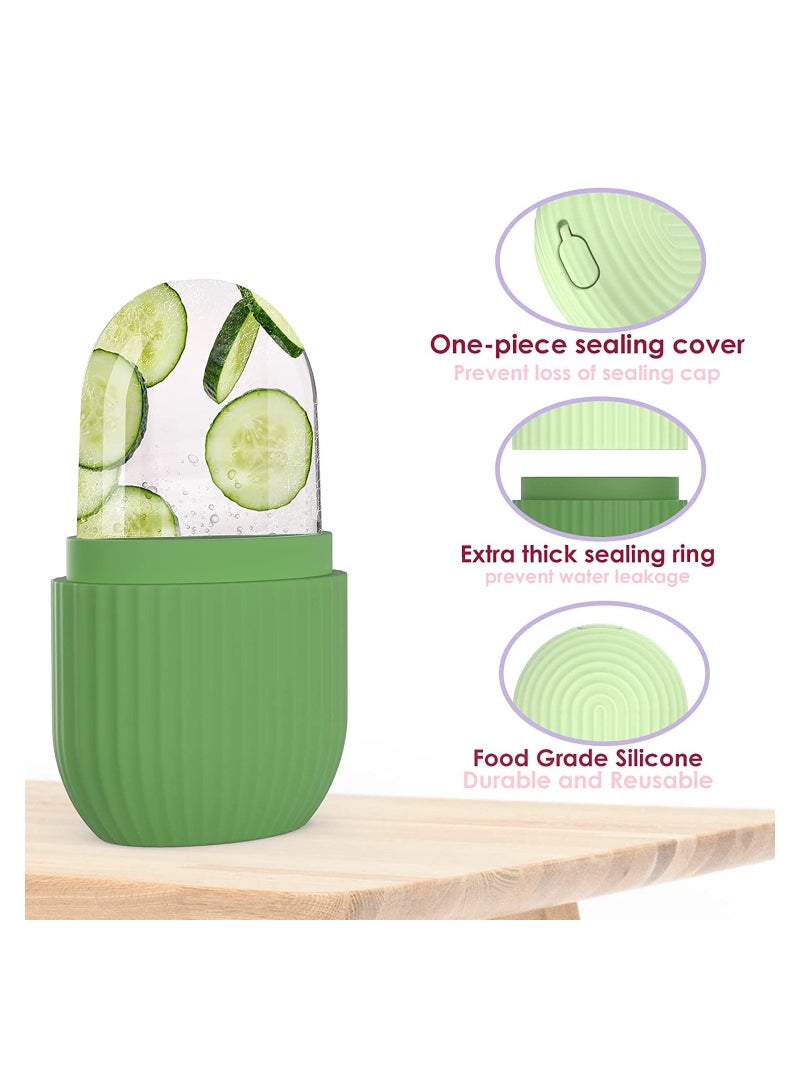 نيوفانتي NNEWVANTE بكرة الثلج للوجه، بكرة الثلج لتدليك الوجه والجمال، بكرة الثلج المكعب المتوهج للوجه، أدوات العناية بالبشرة لتخفيف تجاعيد العينين وحب الشباب والانتفاخ (أخضر)... - Image 4