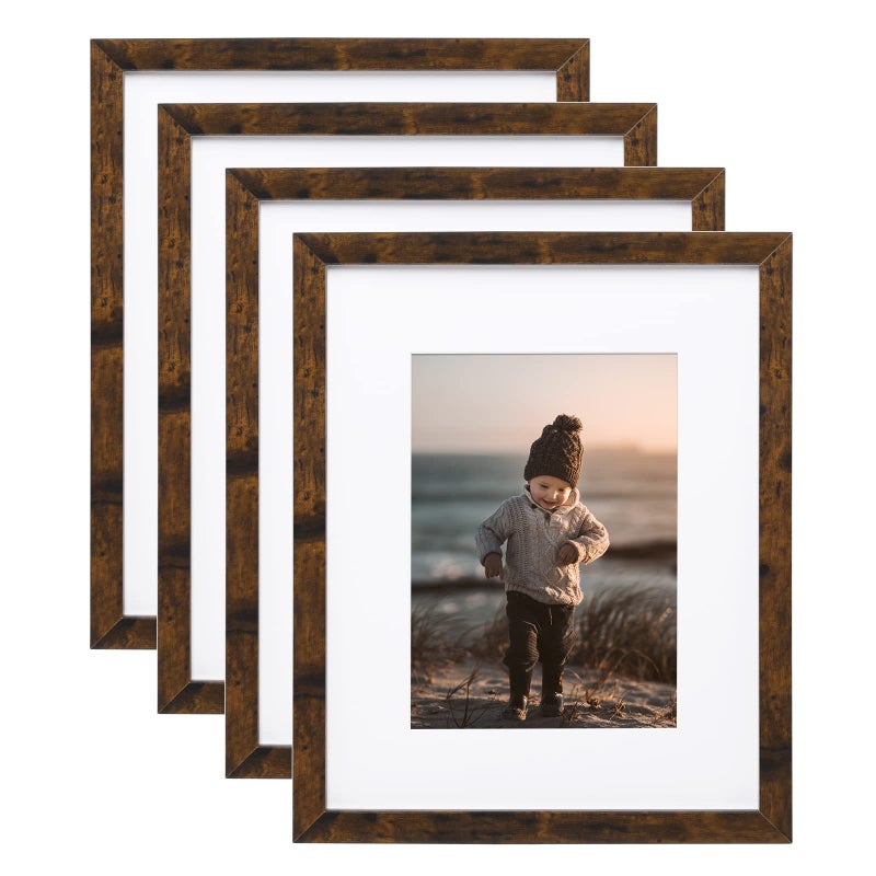 KINLINK 8x10 Picture Frames Rustic Brown  Photo Frames with Plexiglass  Composite Wood Picture Frames for Tabletop and Wall Mounting Display  Set of 4 - Image 1