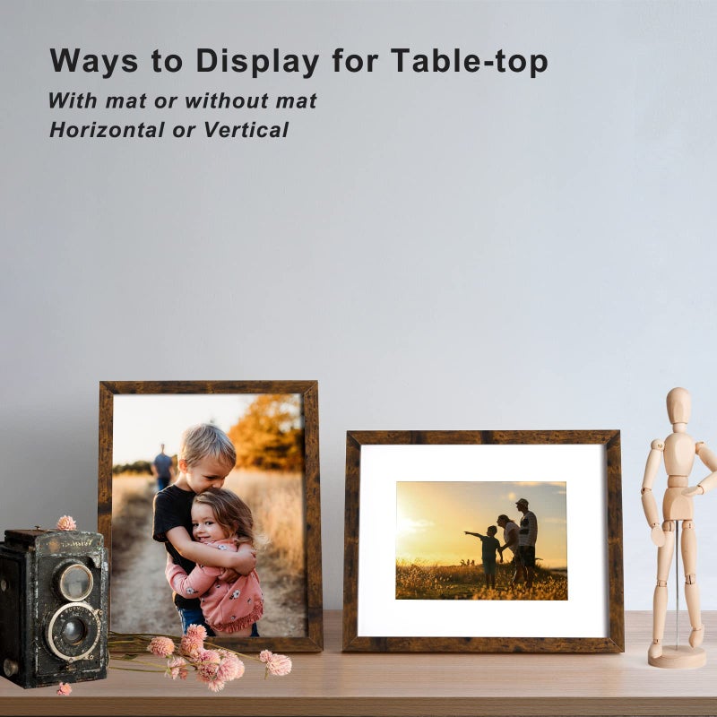 KINLINK 8x10 Picture Frames Rustic Brown  Photo Frames with Plexiglass  Composite Wood Picture Frames for Tabletop and Wall Mounting Display  Set of 4 - Image 4