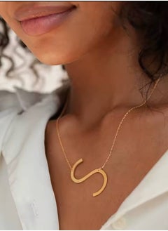 Generic Stainless steel letter S necklace - gold color 