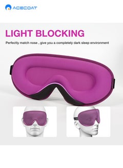 ACECOAT Sleep Mask 100% Blackout 3D Contoured Sleep Eye Mask Comfortable & Super Soft Sleeping Mask with Adjustable Straps for Women Men Concave Molded Night Eye Mask for Sleeping Travel Yoga Naps Purple  - Image 3