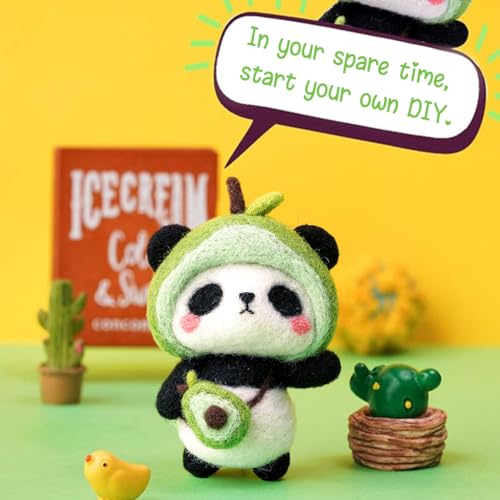 PATPAT� Needle Felting Kit,Needle Felting Kit for Beginners,Wool Needle Felting Beginner Kits with Colorful Wool,Felting Needles,Instructions,for Adults Beginner Supplies DIY (Avocado Panda) - Image 2