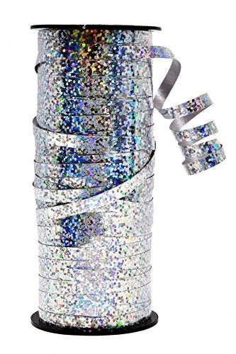 Mandala Crafts 5mm 200 Yds Silver Metallic Curling Ribbon for Gift Wrapping - Metallic Ribbon for Balloon String Party Holiday Decorations – Shiny Crimped Curly Ribbon - Image 2