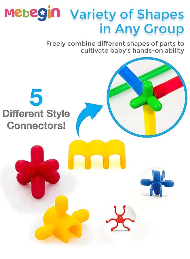 MEBEGIN 400pcs Children's 4D Space Straws Assembling Building Blocks Manual DIY Creative Assembly Assembling Luminous Assembling Building Toy - Image 5