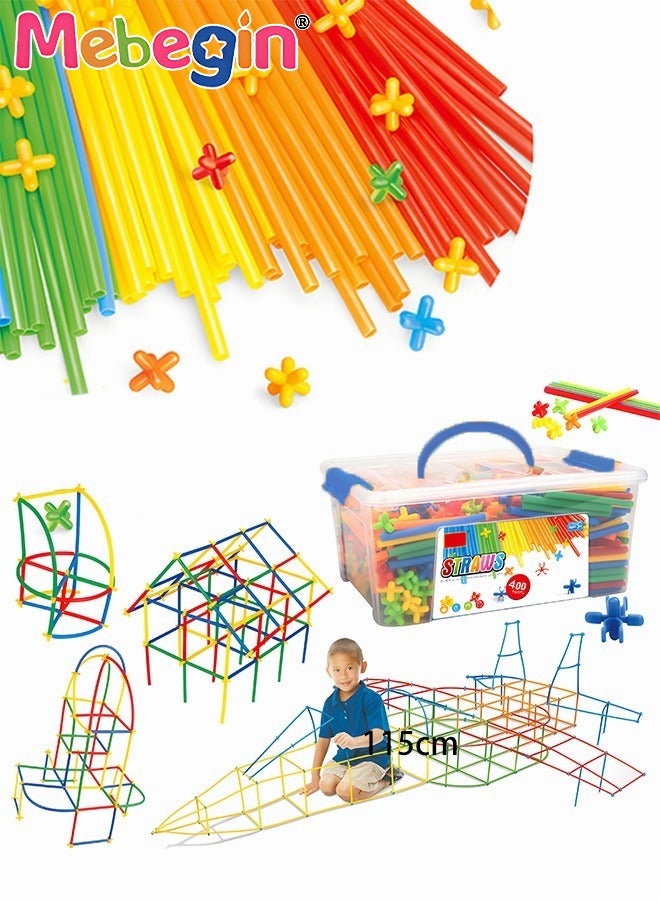 MEBEGIN 400pcs Children's 4D Space Straws Assembling Building Blocks Manual DIY Creative Assembly Assembling Luminous Assembling Building Toy - Image 2