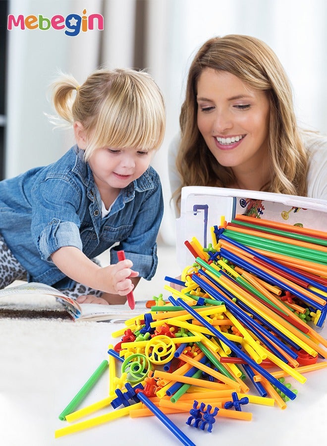 MEBEGIN 400pcs Children's 4D Space Straws Assembling Building Blocks Manual DIY Creative Assembly Assembling Luminous Assembling Building Toy - Image 3