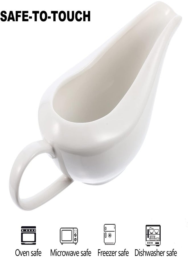 AKDC AKDC Ceramic Gravy Boat Porcelain Gravy Boat Sauce Pourer Dish With Handle For Salad Dressings Milk Broth Creamer Seasoning Plate White  - Image 3