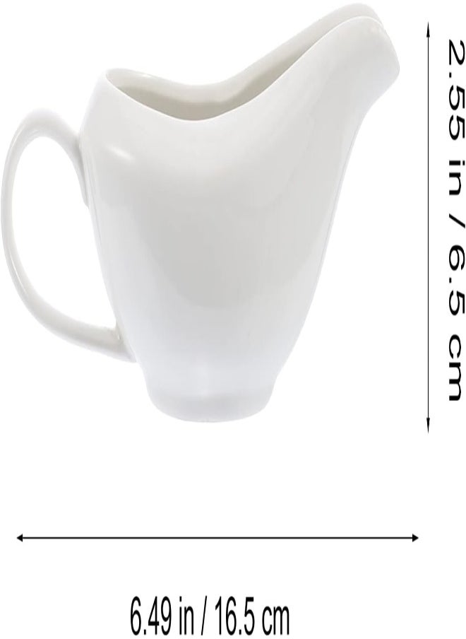 AKDC AKDC Ceramic Gravy Boat Porcelain Gravy Boat Sauce Pourer Dish With Handle For Salad Dressings Milk Broth Creamer Seasoning Plate White  - Image 5