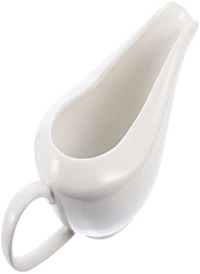 AKDC AKDC Ceramic Gravy Boat Porcelain Gravy Boat Sauce Pourer Dish With Handle For Salad Dressings Milk Broth Creamer Seasoning Plate White  - Image 1
