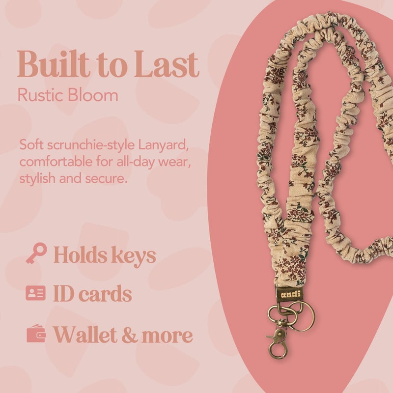 ANDI Neck Lanyard For Women - Scrunchie Cute Lanyard for Keys, Id Card Holder, Wallet - Aesthetic Long Lanyard (Rustic Bloom) - Image 3