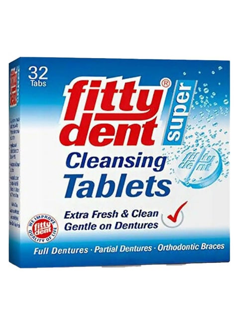 A package of denture cleaning tablets contains 32 tablets