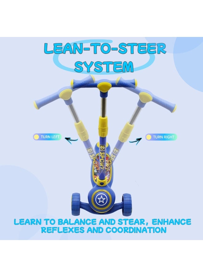 إيزي فيتشور سكوتر EASY FUTURE القابل للطي للأطفال بمقبض قابل لتعديل الارتفاع، وعجلات LED PU، وفرامل خلفية وموسيقى - مثالي للأعمار من 3 إلى 8 سنوات بما في ذلك مجموعة معدات الحماية - Image 5