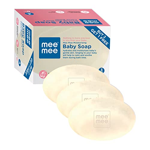 Mee Mee Baby Soap 75g, Pack of 3 (Buy 2, Get 1 Free) | Nurturing Bathing Bar with Natural Shea & Cocoa Butter | For Baby's Sensitive Skin | Paraben Free | Dermatologist-Approved for Gentle Skin Care - Image 1