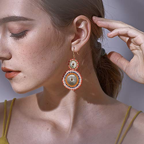 Badu Seed Beaded Circle Beads Earrings Bohemian Dangle Earrings Handmade Bead Fashion Jewelry Drop Earrings for Women - Image 4
