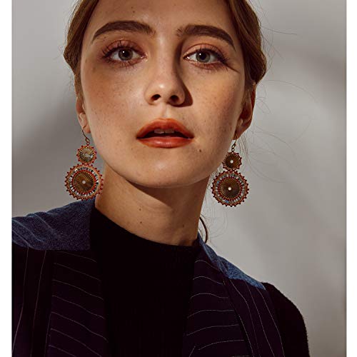 Badu Seed Beaded Circle Beads Earrings Bohemian Dangle Earrings Handmade Bead Fashion Jewelry Drop Earrings for Women - Image 3