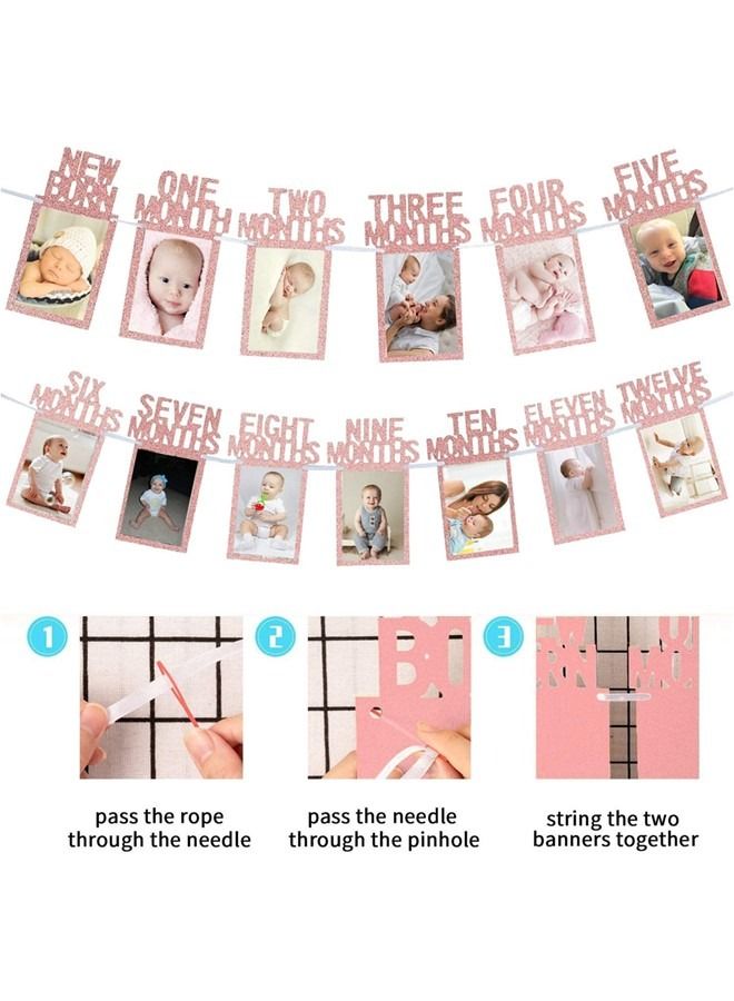 وي هابي لافتة إطار صور من المولود الجديد إلى اثني عشر شهرًا للأطفال بطاقات صور لتزيين حفلات أعياد الميلاد الأول - Image 4
