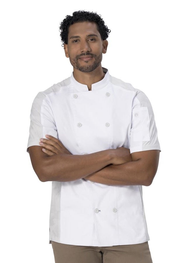 Chef Works Men's Mojave Short Sleeve Chef Coat, White, Medium - Image 1