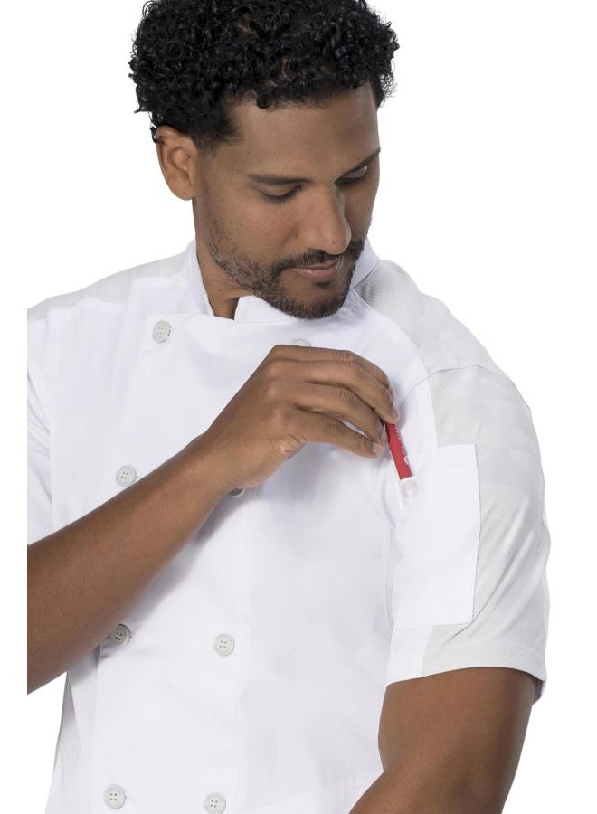 Chef Works Men's Mojave Short Sleeve Chef Coat, White, Medium - Image 2