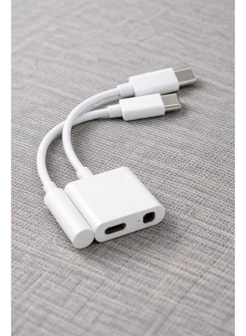 erorex USB-C to Lightning & 3.5mm Audio Adapter – Dual Port Type-C Splitter for Charging & Headphones (White) - Image 2