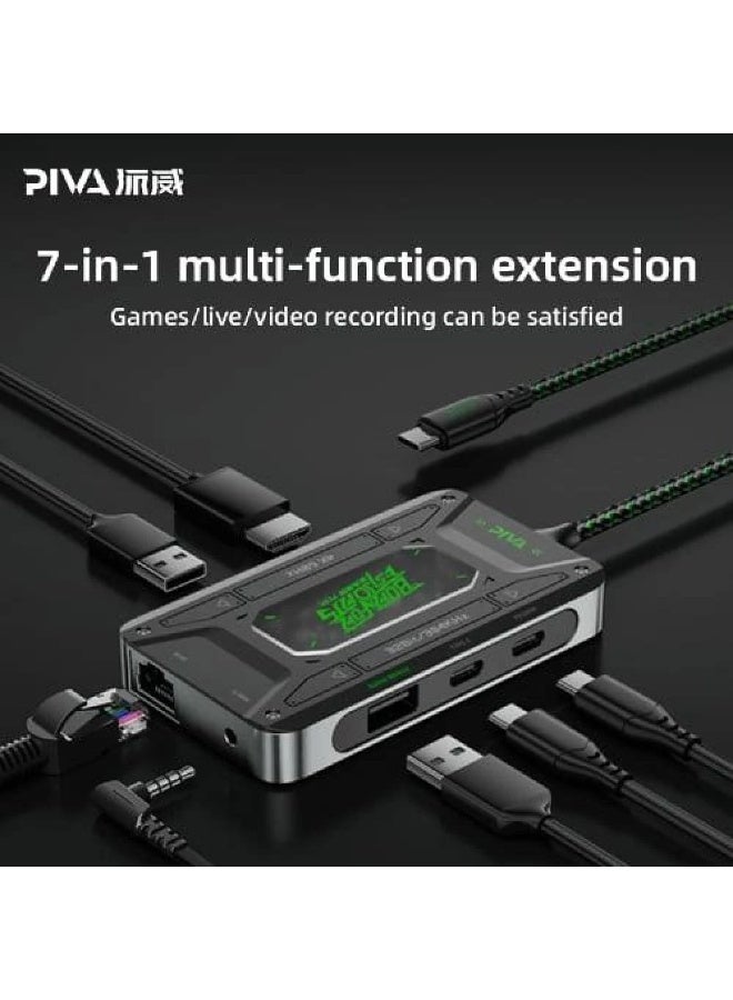 PIVA DS7 PRO Type C 32-bit audio 7 ports support charging up to 100 watts with an additional cable to broadcast the device to the screen - Image 5