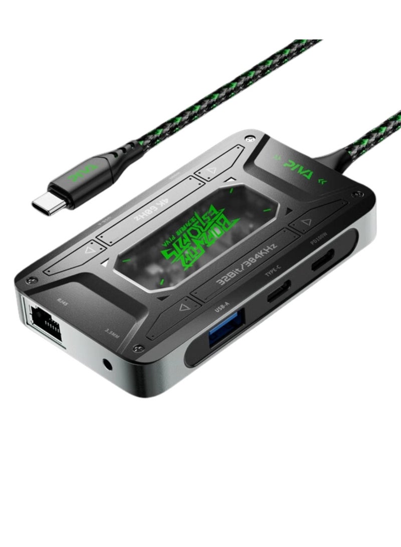 PIVA DS7 PRO Type C 32-bit audio 7 ports support charging up to 100 watts with an additional cable to broadcast the device to the screen - Image 1