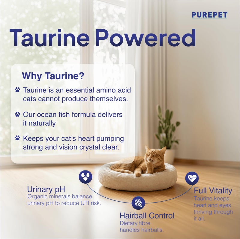 Purepet Adult Dry Cat Food 2.8kg | Ocean Fish Flavour | Taurine for Healthy Heart | Healthy Skin & Coat | Control Urinary pH | Hairball Protection | Prebiotic & Probiotic - Image 3