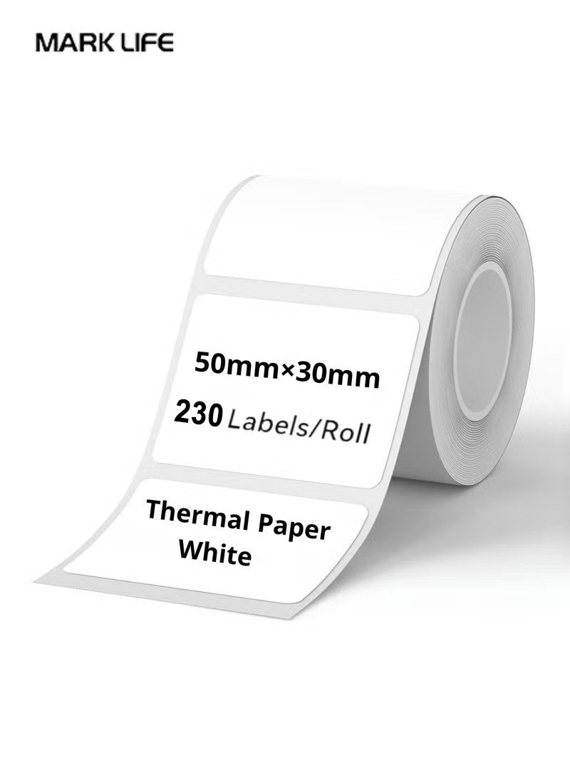Marklife Thermal Label Paper for Label Maker Machine,Waterproof Oil-Proof for Home Office Small Business Barcode Printing,230 Labels/Roll Labeling Tape Replacement(50×30mm White) - Image 1