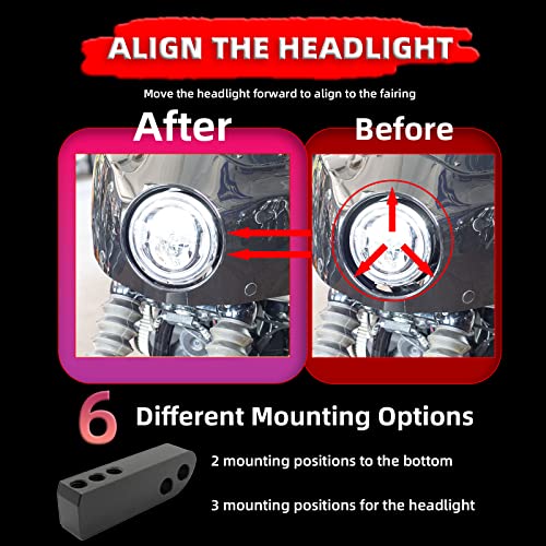 FATECIM Motorcycle 5.75" Headlight Fairing Cover with 11" Smoke Windshield & 48-58mm Mounting Kit for 2006-2017 Harley Dyna Low Rider Softail Street Bob Super Glide - Image 4