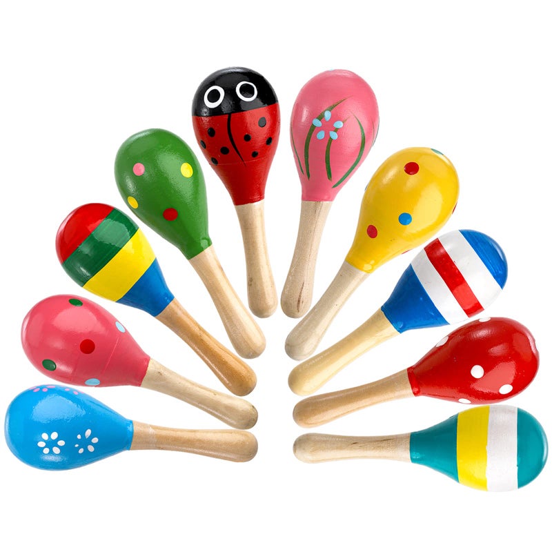 Hedume 20 Pack Mini Wooden Festival Maracas, Kids Baby Rattles Egg Shaker, Shaker Sand Hammer Toy Noisemaker for Party Favors, Musical Fun, Birthday Parties, Carnivals - Image 2