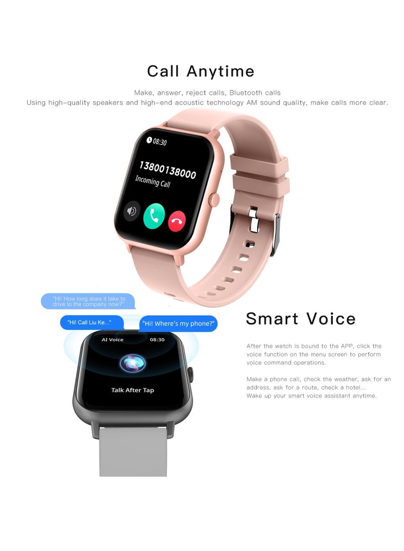 AI Voice Assistant Smart Watch for Women Men, Fitness Trackers with Blood Pressure and Heart Rate Monitor, Adjustable Silicone Straps Watch, Compatible iPhone, Android Phones - Image 4
