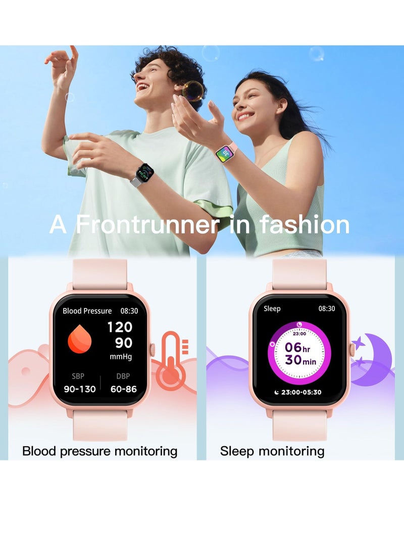 AI Voice Assistant Smart Watch for Women Men, Fitness Trackers with Blood Pressure and Heart Rate Monitor, Adjustable Silicone Straps Watch, Compatible iPhone, Android Phones - Image 3