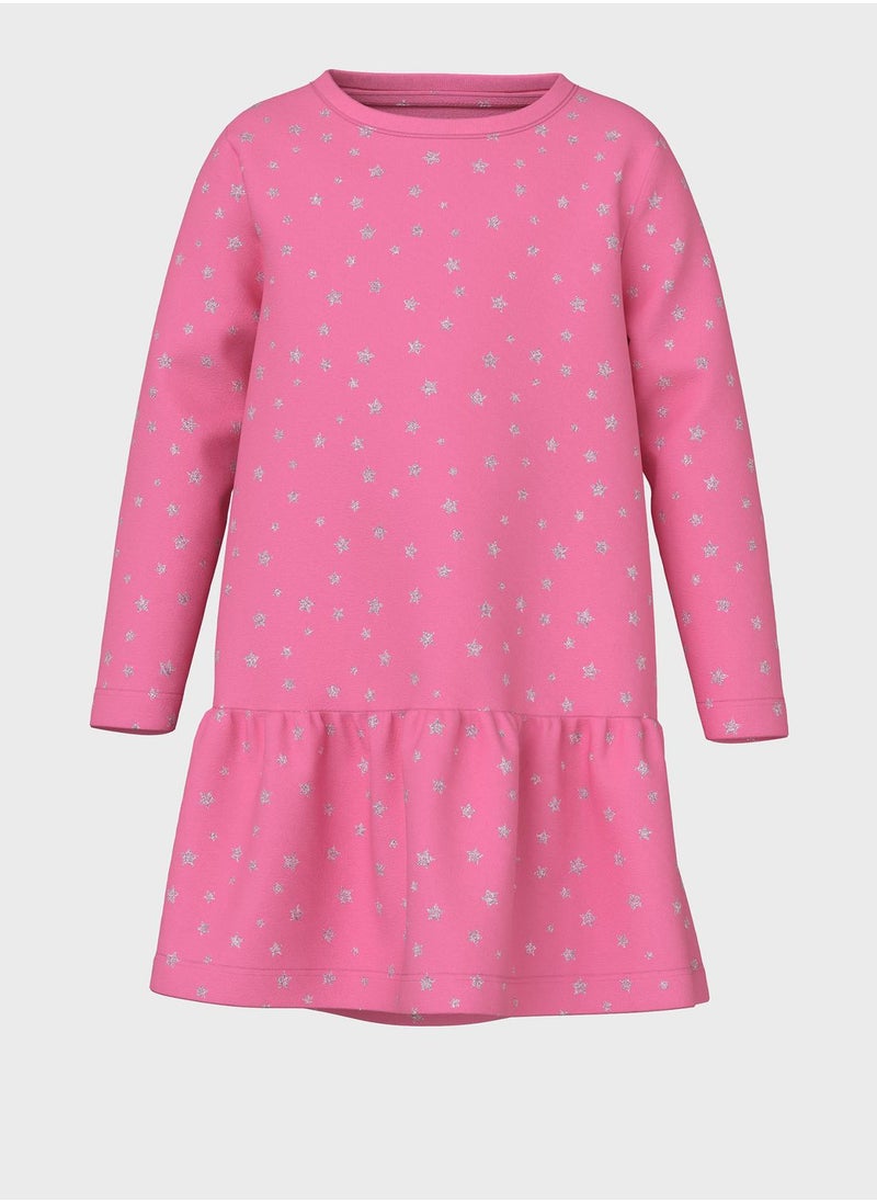 NAME IT - Kids Star Print Midi Dress - Image 1
