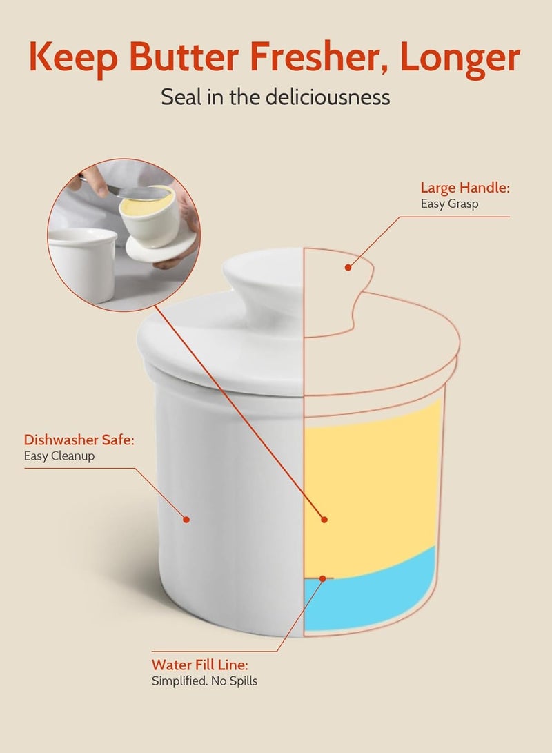Sweese طبق زبدة فرنسي مع غطاء - وعاء زبدة للكونتر مع خط ماء لزبدة قابلة للدهن - لا مزيد من الزبدة الصلبة - أزرق داكن - Image 5