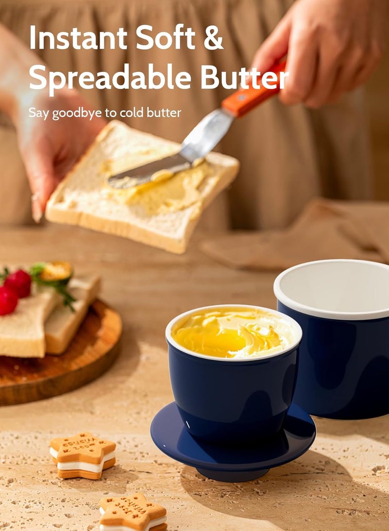 Sweese طبق زبدة فرنسي مع غطاء - وعاء زبدة للكونتر مع خط ماء لزبدة قابلة للدهن - لا مزيد من الزبدة الصلبة - أزرق داكن - Image 4