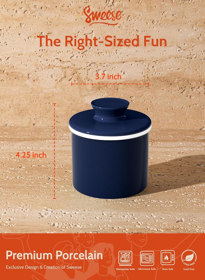 Sweese طبق زبدة فرنسي مع غطاء - وعاء زبدة للكونتر مع خط ماء لزبدة قابلة للدهن - لا مزيد من الزبدة الصلبة - أزرق داكن - Image 2