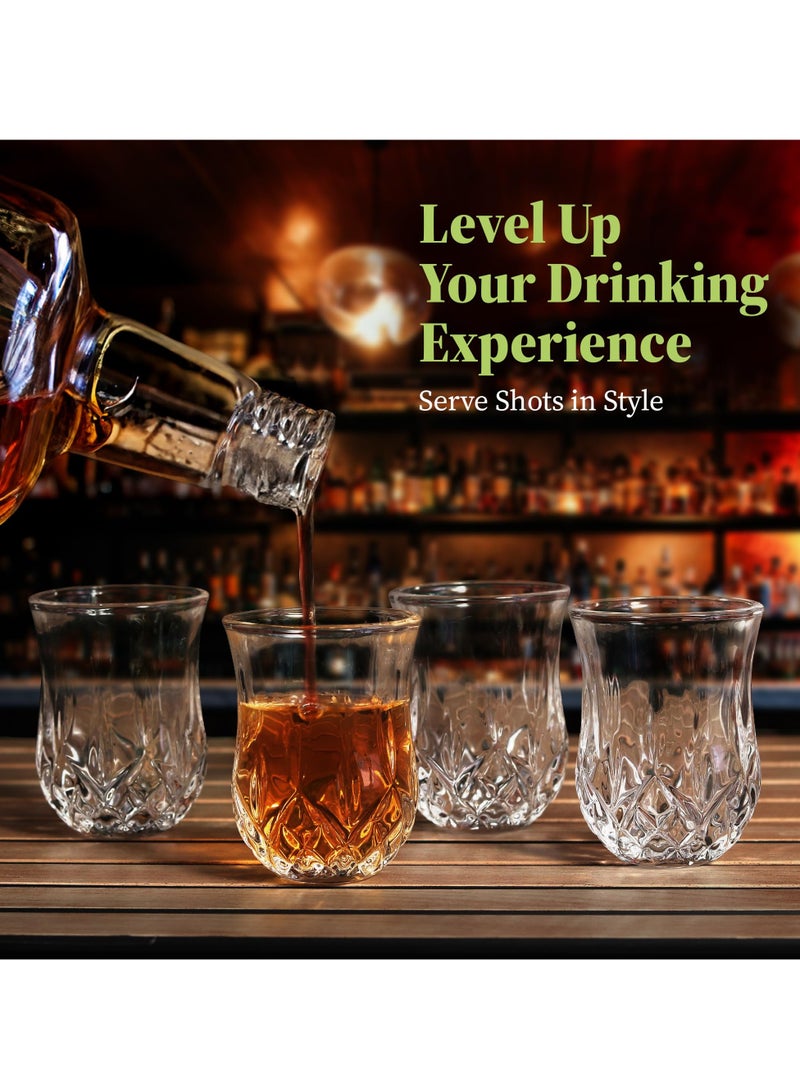 SOLARAE Shot Glasses Set, Shot Glass Set of 6, Elegant Diamond Patterned Shot Glasses 1.75 oz, Mini Snifters Glasses, Perfect for Parties, Bars, Events, Home Bar - Image 2