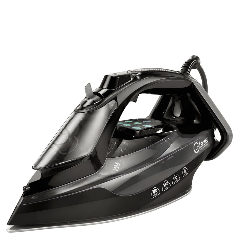Glaze Steam Iron 3000W Max GL854SI | Ceramic Soleplate | Powerful Steam Burst & Spray Function | Adjustable Temperature Control | Self-Clean System | Auto Cut-Off Safety | Black - Image 1