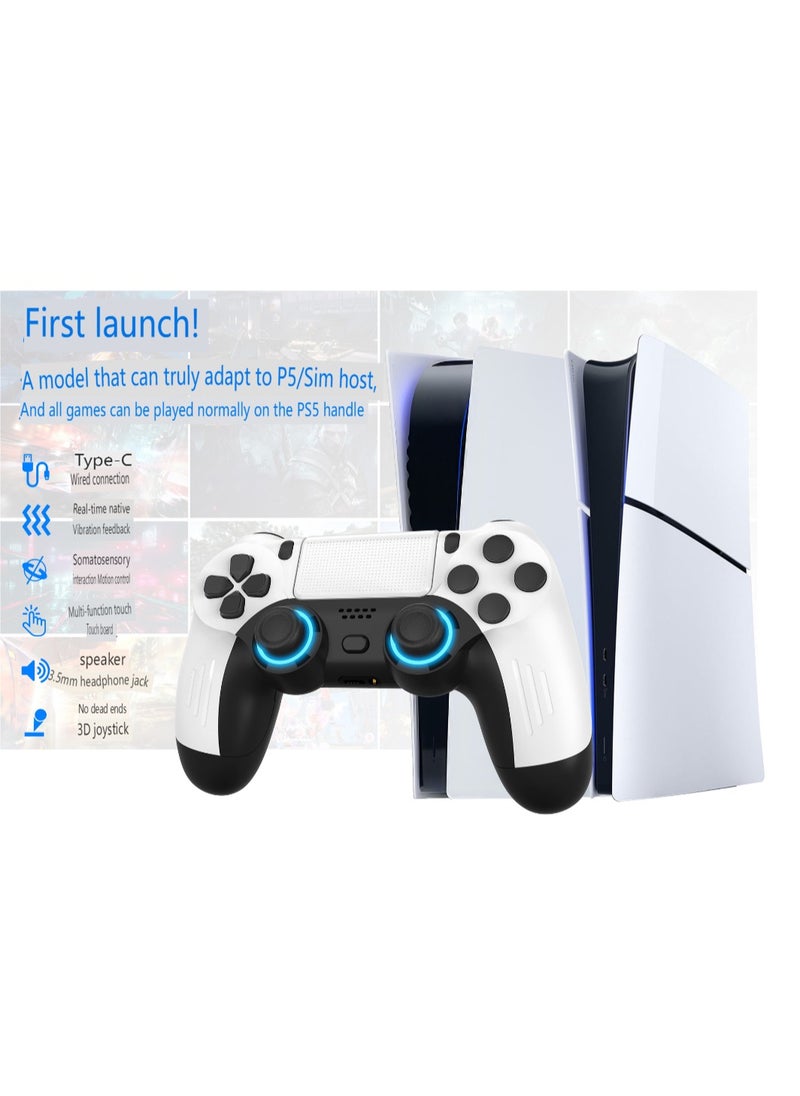 RedMapleTEK - PS5 Wired Handle Macro Programming Button PS5SLIM Game Controller White - Image 1