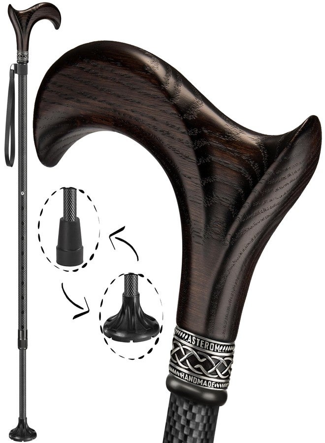 Asterom Carbon Fiber Cane - Lightweight, Ergonomic, Adjustable - Walking Canes for Men & Women, Carbon Walking Cane, Cool Walking Sticks for Seniors (Derby) - Image 1