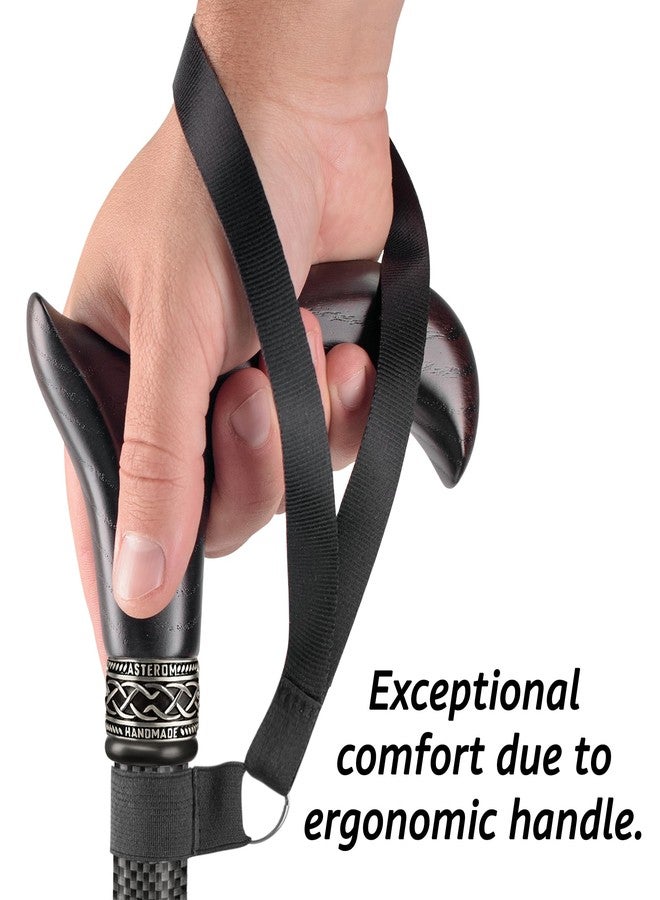 Asterom Carbon Fiber Cane - Lightweight, Ergonomic, Adjustable - Walking Canes for Men & Women, Carbon Walking Cane, Cool Walking Sticks for Seniors (Derby) - Image 4