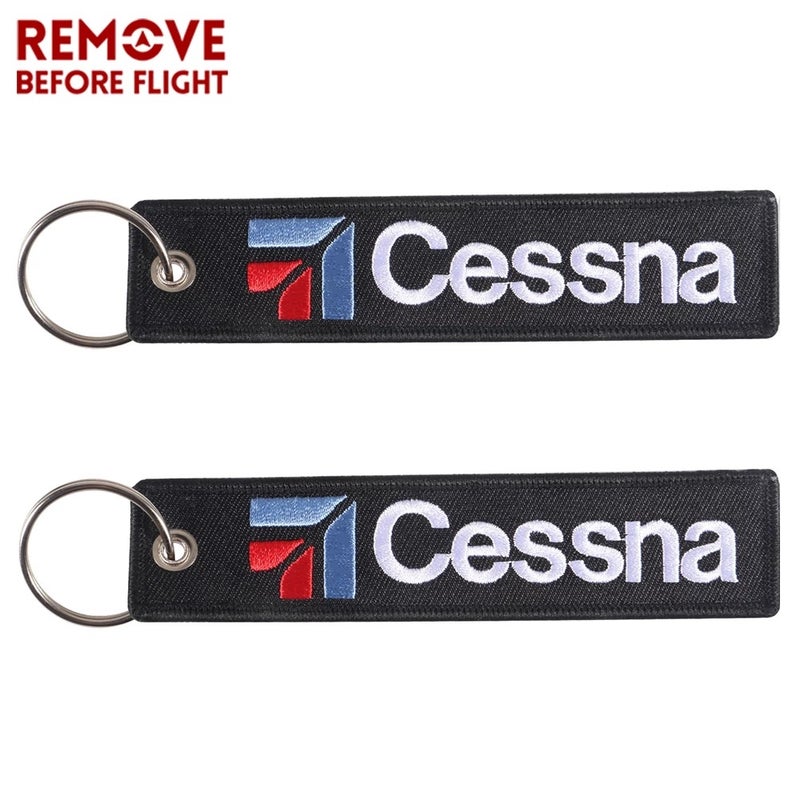 New High Quality Double-Sided Embroidery Cessna Aviation Flight Gift Keychain Cessna Keychain - Image 1