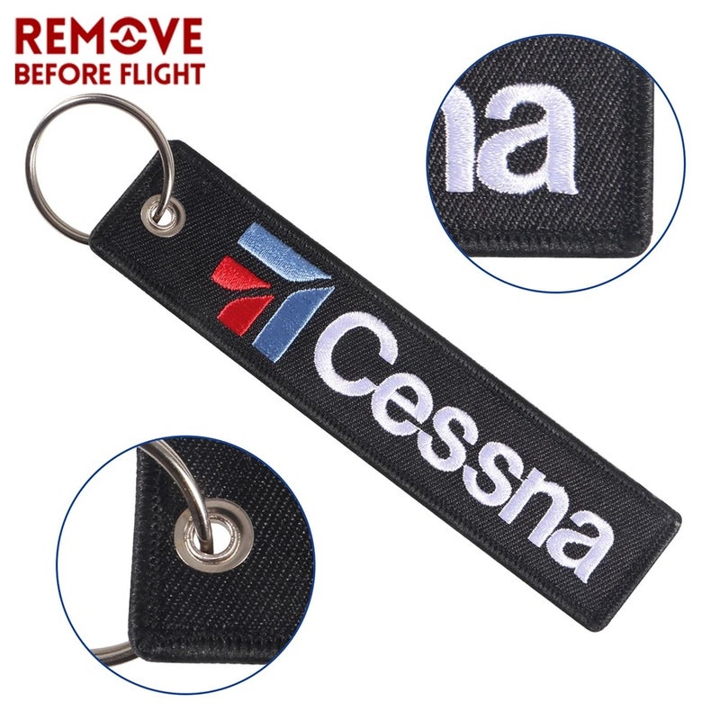 New High Quality Double-Sided Embroidery Cessna Aviation Flight Gift Keychain Cessna Keychain - Image 5
