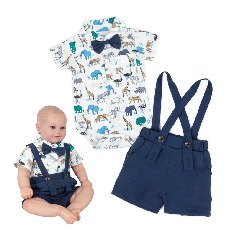 Pedolltree 3 Pcs Reborn Baby Doll Clothes 22 inches Boy 20-23" Newborn Baby Dolls Matching Clothing Outfit Accessories - Image 2